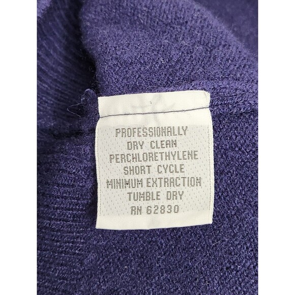 VTG Land's End Sweater Men's XL Navy Blue 100% Lambswool V-Neck Made In England - Picture 5 of 5